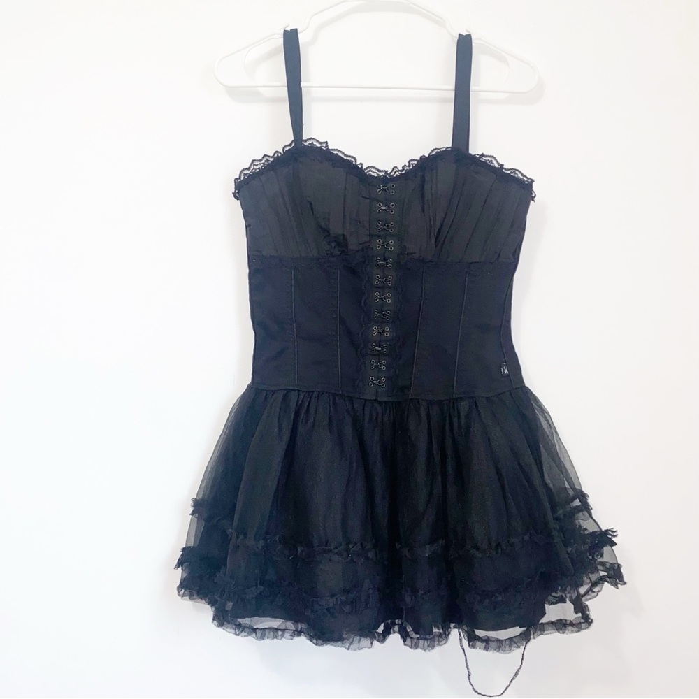 Royal Bones Black Ruffled Mini Dress